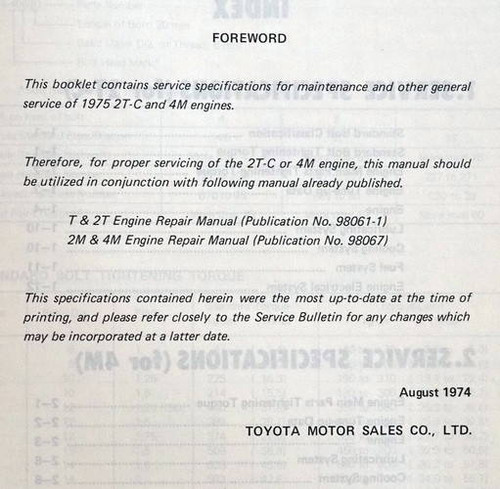 Toyota Engine 2T-C & 4M Repair Manual Supplement\n