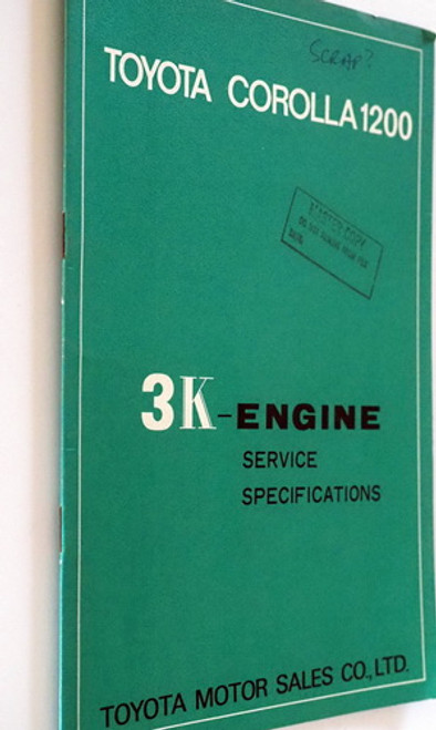 1969-1972 Toyota Corolla 1200 3K Engine Service Specifications