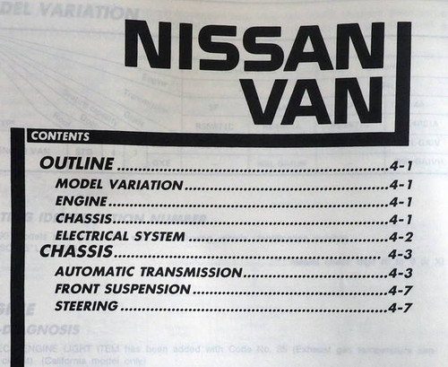 1989 Nissan Axxess Pulsar NX and Van Model Introduction and Specifications Manual