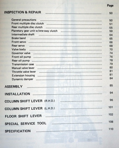 Toyota 3-Speed Toyotaglide Repair Manual
