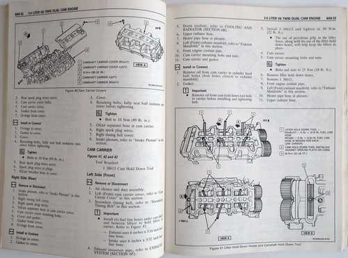 1991 GM 3.4L V6 Dual Cam Engine Service Manual Supplement 
