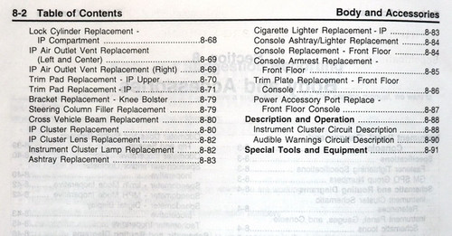 1999 Chevy Monte Carlo & Lumina Dash Shop Repair Manual Supplement