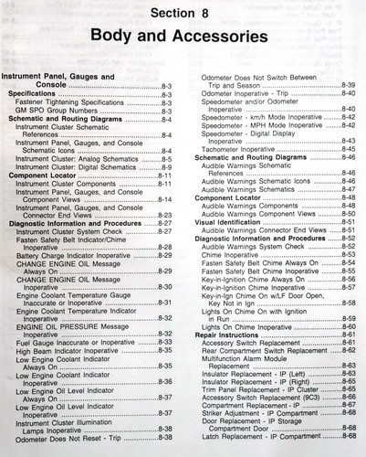 1999 Chevy Monte Carlo & Lumina Dash Shop Repair Manual Supplement