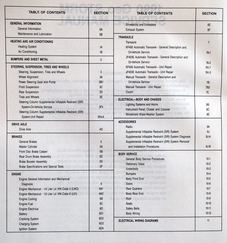 1990 Geo Storm Service Manual