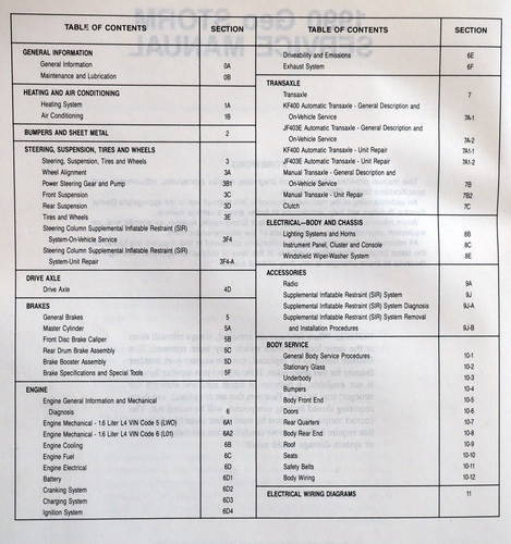 1990 Geo Storm Service Manual