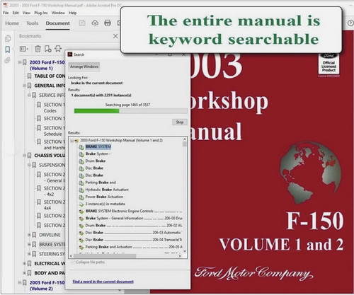 2003 Ford F150 Workshop Manual Volume 1 and 2 on USB 