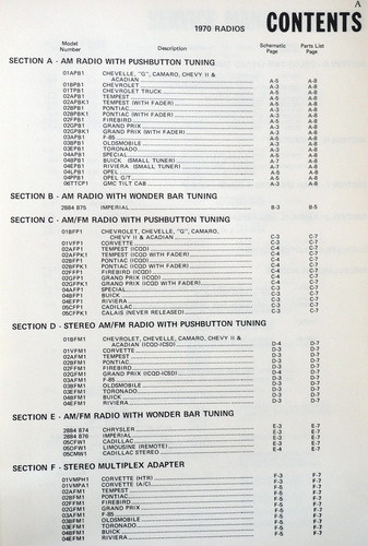 970 GM Delco Radio Service and Parts Manual
