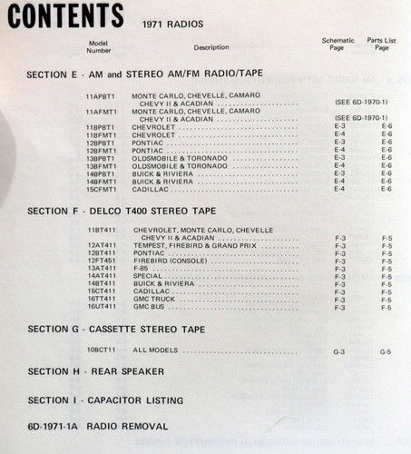 1971 GM Delco Radio Service and Parts Manual