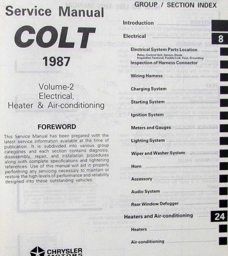 1987 Dodge Plymouth Colt Service Manual Set