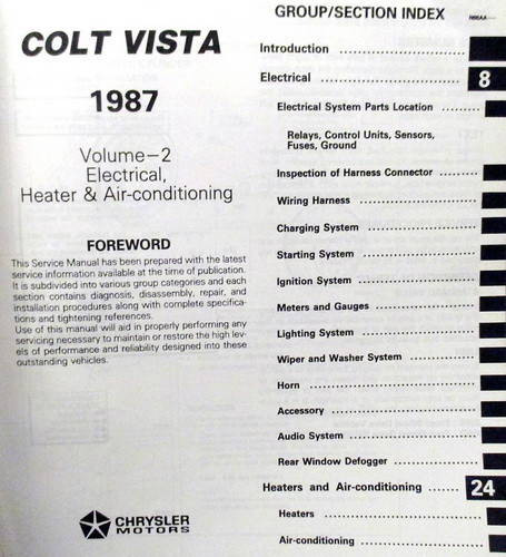 1987 Dodge Plymouth Colt Vista Service Manual