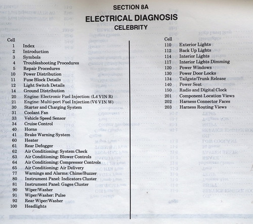 1988 Chevrolet Celebrity Electrical Diagnosis Service Manual