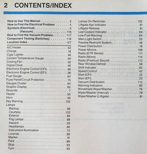 1988 Ford Escort and EXP Electrical & Vacuum Troubleshooting Manual