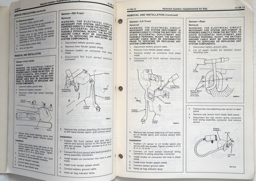 1988 Ford Tempo Mercury Topaz Air Bag Shop Manual Supplement