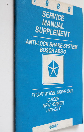 1988 Chrysler New Yorker Dynasty Anti-lock Brake Service Manual Supplement