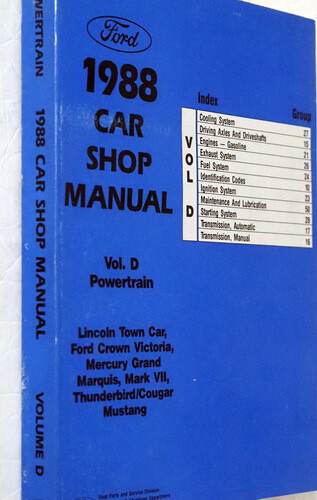1988 Ford Car Shop Service Repair Manual Volume D Powertrain