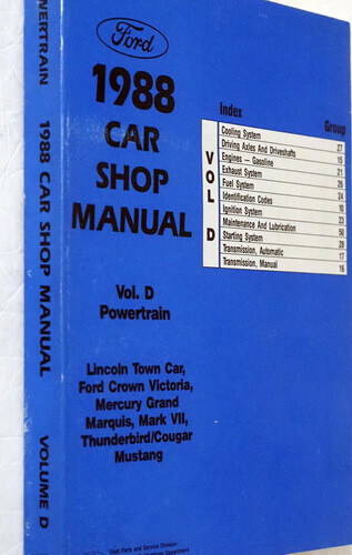 1988 Ford Car Shop Service Repair Manual Volume D Powertrain