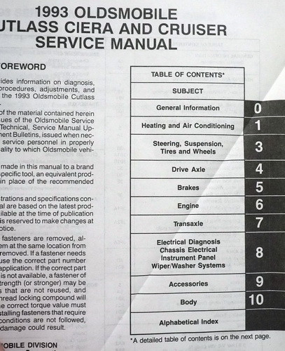 1993 Olds Cutlass Ciera and Cruiser Service Manual 