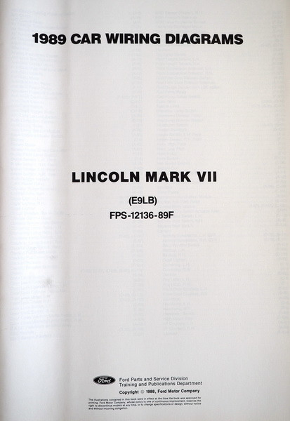1989 Lincoln Mark VII Electrical Wiring Diagrams 