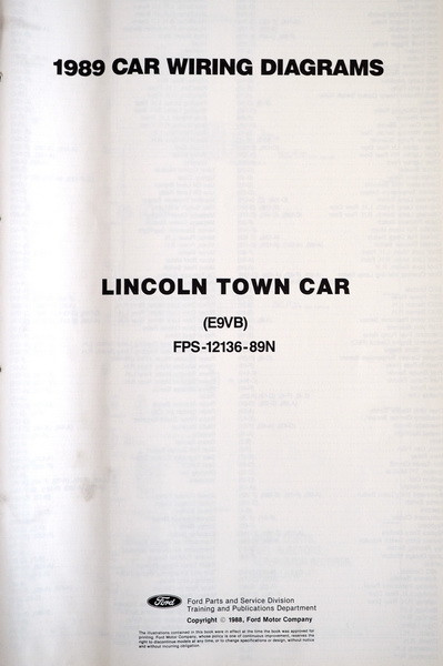 1989 Lincoln Town Car Electrical Wiring Diagrams