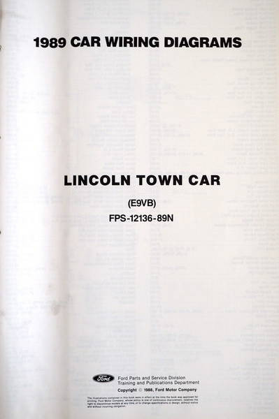 1989 Lincoln Town Car Electrical Wiring Diagrams