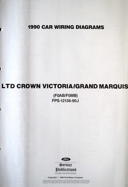 1990 Ford Crown Victoria Mercury Grand Marquis Electrical Wiring Diagrams