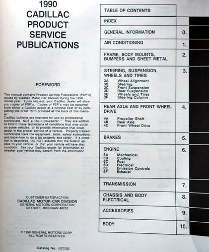 1990 Cadillac Service Publications