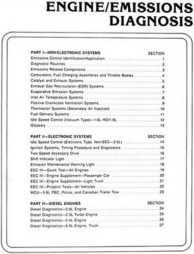 1985 Ford Lincoln Mercury Car & Truck Engine/Emissions Diagnosis Service Manual
