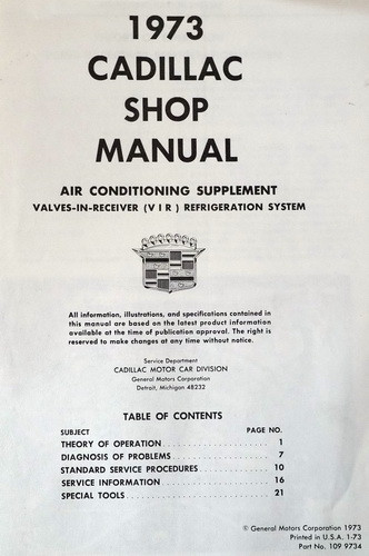 1973 Cadillac Air Conditioning Shop Manual
