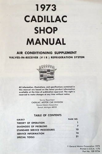 1973 Cadillac Air Conditioning Shop Manual