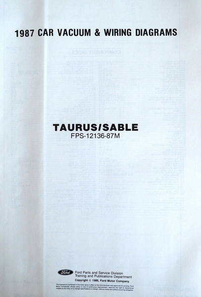 1987 Ford Taurus Mercury Sable Large Format Wiring Diagrams