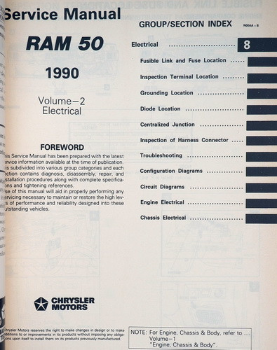 1990 Dodge Ram 50 Service Manual Volume 1, 2
