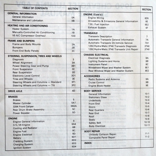 1990 Chevy Lumina APV Service Manual 