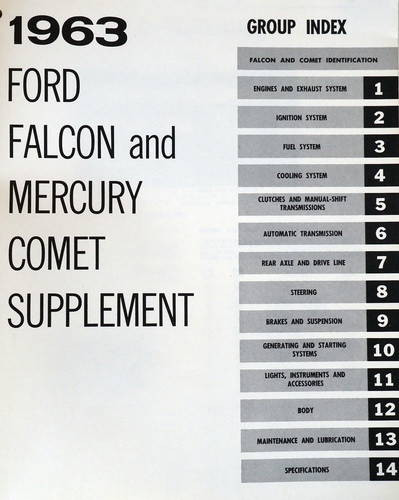 1963 Ford Falcon 1962 63 Mercury Comet Shop Manual Supplement