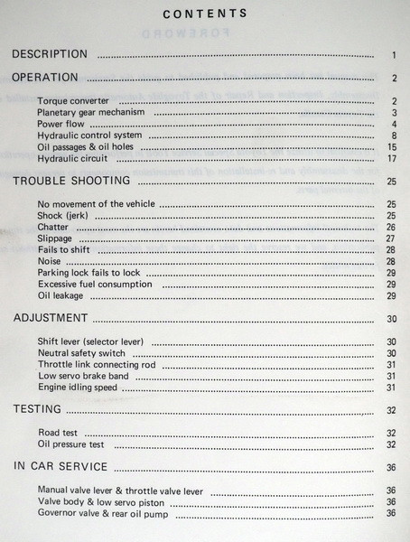 Toyota Corolla Toyoglide Automatic Transmission Repair Manual
