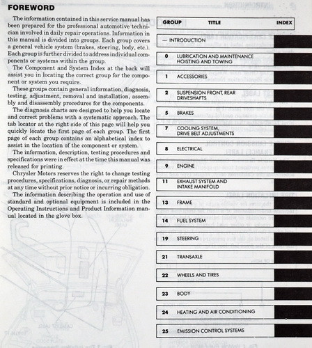 1989 Eagle Premier Service Manual