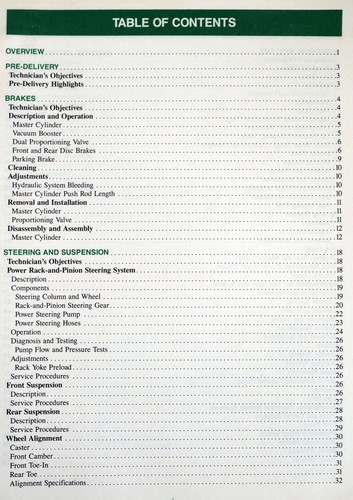 1991 Mercury Capri Brakes Steering Suspension Electrical Training Manual
