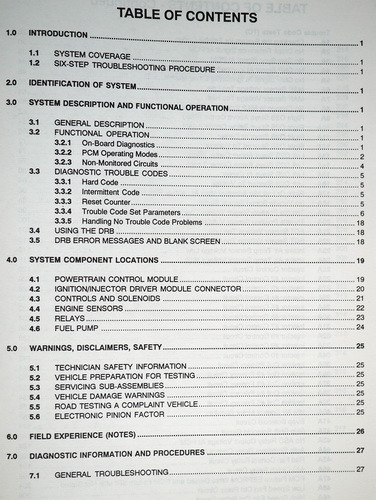 1992-1994 Dodge Viper Coupe 8.0L SFI Powertrain Diagnostic Procedures