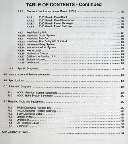 1992 Chrysler Plymouth Dodge AG & AJ Body Diagnostic Procedures
