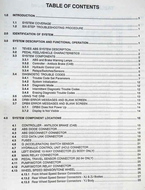 1992-1995 Jeep Teves Anti-Lock Brakes Diagnostic Procedures Manual