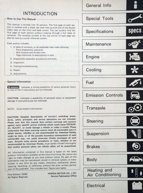 1983 Honda Accord Service Manual