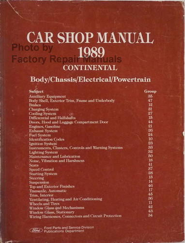 1989 Lincoln Continental Shop Manual