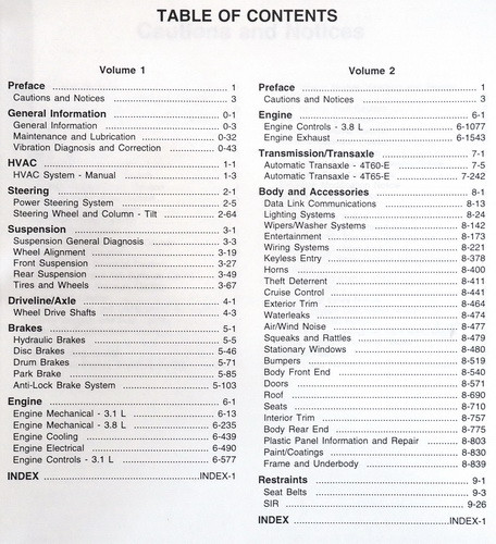 1999 Chevy Monte Carlo and Lumina Service Manual Set