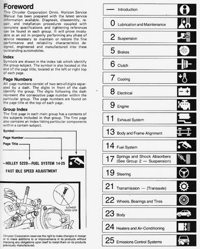1978 Plymouth Horizon Dodge Omni Service Manual 