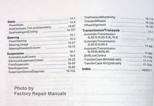 2007 Chevrolet Tahoe Suburban Avalanche, GMC Denali, Cadillac Escalade Service Manual Table of Contents 2