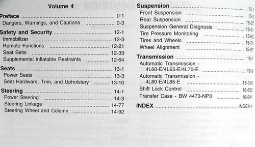 2009 GH/Van Chevrolet Express, GMC Savana Service Manual Table of Contents 1