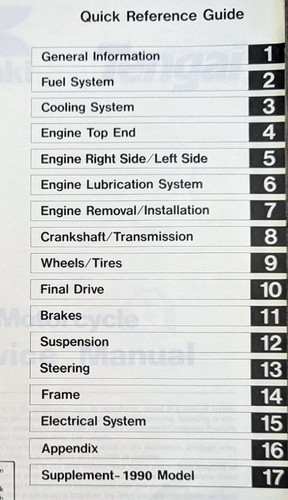 1989 1990 Kawasaki Tengai KL500 KL650 Service Manual