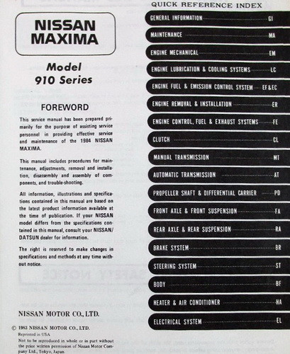 1984 Nissan Maxima Service Manual