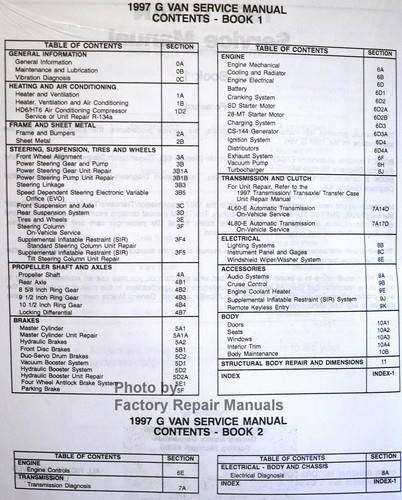 1997 G Van Service Manual Chevrolet GMC Table of Contents