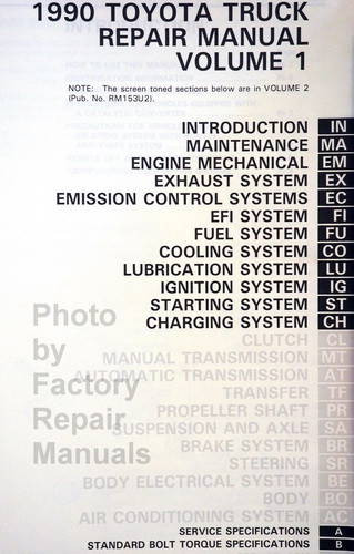 1990 Toyota Truck Repair Manual Table of Contents 1
