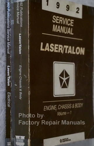 1992 Eagle Talon Plymouth Laser Service Manual Volume 1, 2 